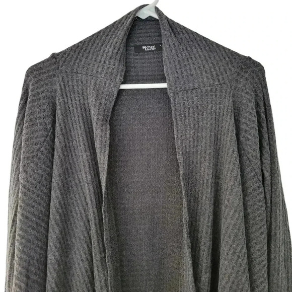 Michael Lauren X Revolve Ribbed Knit Draped Charcoal Gray Cardigan Large - Picture 3 of 6